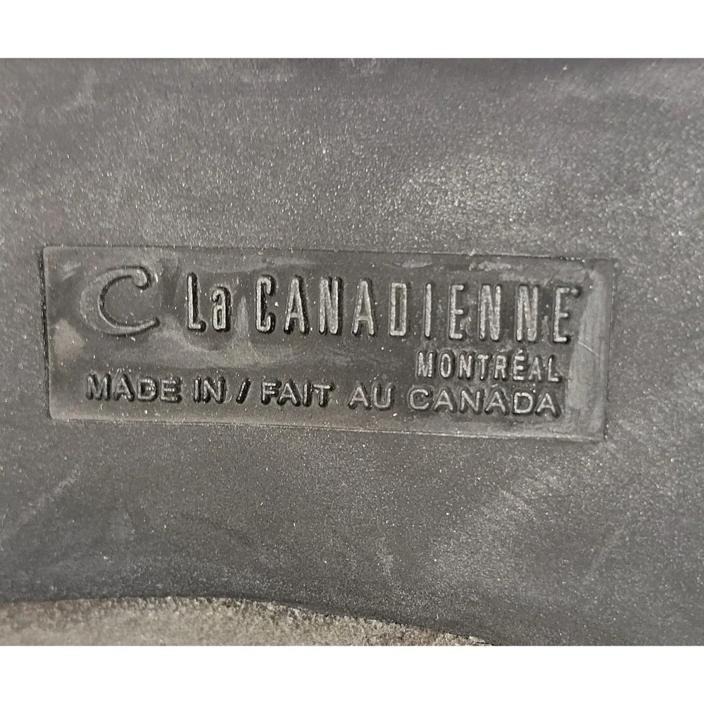 EUC La CANADIENNE Taupe Suede Non-Slip Lined Winter Boots Mid-Calf Women Size 8M